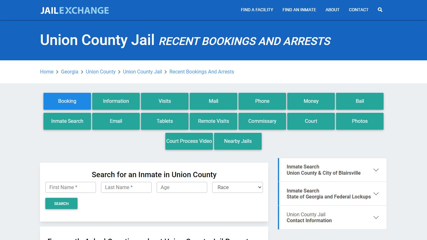 Union County Jail GA Recent Arrests and Bookings - Jail Exchange